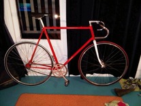 Red Peugeot Singlespeed Conversion