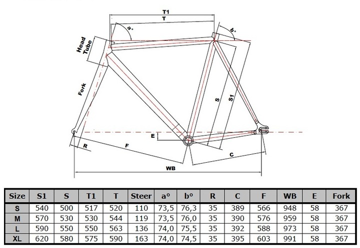 Cinelli Frame Size Chart